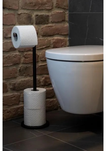 WENKO 24034100 - Suport pentru hârtie igienică, 21 x 55 cm, negru/argintiu