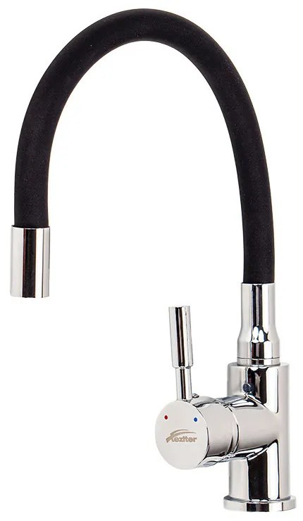 Robinet mixer pentru chiuvetă cu piedestal Corin cu gura de scurgere flexibilă negru