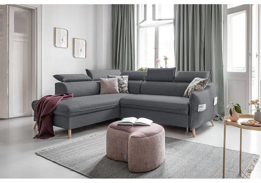 Colțar gri închis extensibil (cu colț pe partea stângă ) Sweet Harmony – Miuform