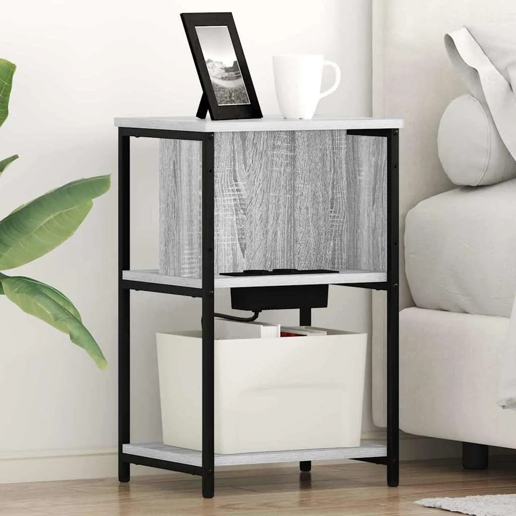 vidaXL Dulap de noapte sonoma gri 38 x 31 x 61 cm Lemn compozit