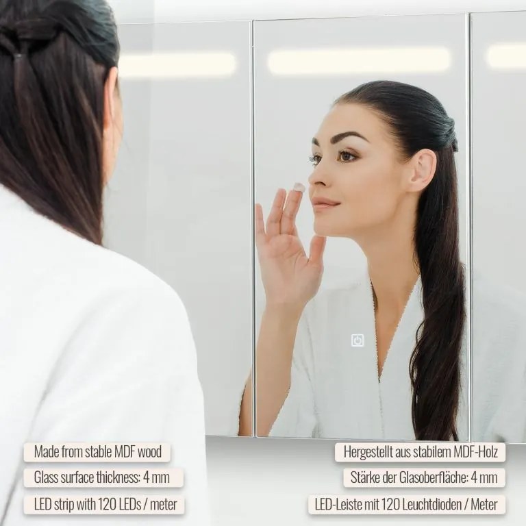 MIADOMODO Dulap cu oglindă cu iluminare LED, 90 x 65 cm