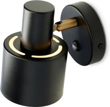 Halo Design 746880 - Aplică de perete cu spot VOGUE 1xE27/40W/230V, negru/alamă