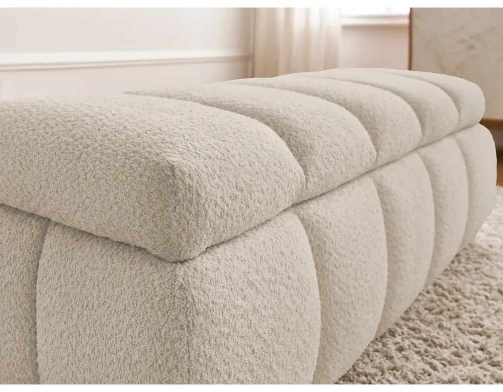 Bancă bej cu tapițerie din țesătură bouclé – Bobochic Paris