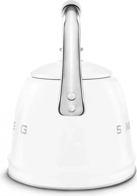 Ceainic cu fluier Smeg CKLW2001WH, 2,3 l, pentru plite cu inducție, mâner care nu se încălzește, oțel, alb
