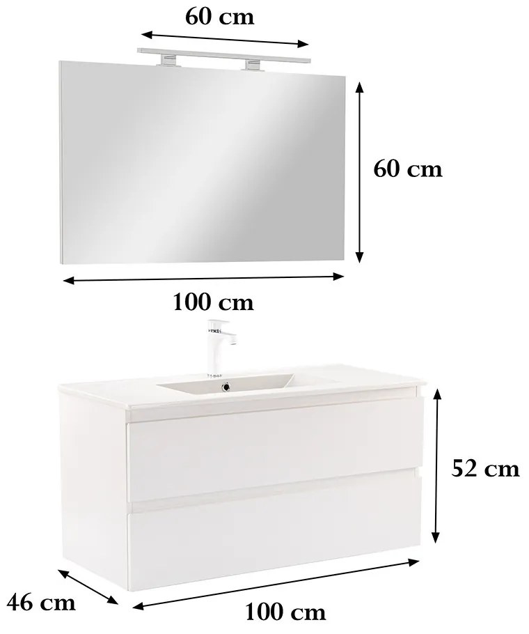Mobilier complet de baie Vario Forte 100 alb-alb