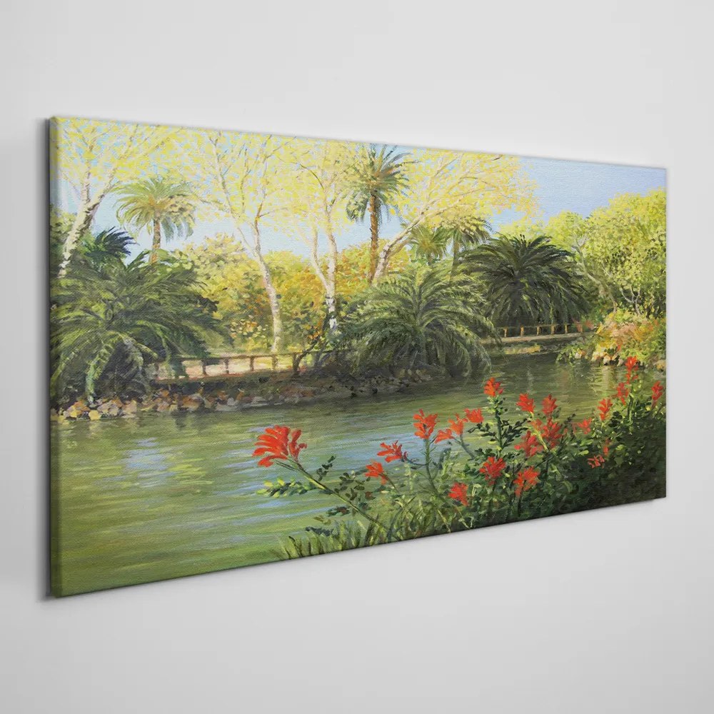 Tablou canvas Pod modern de pădure fluvială