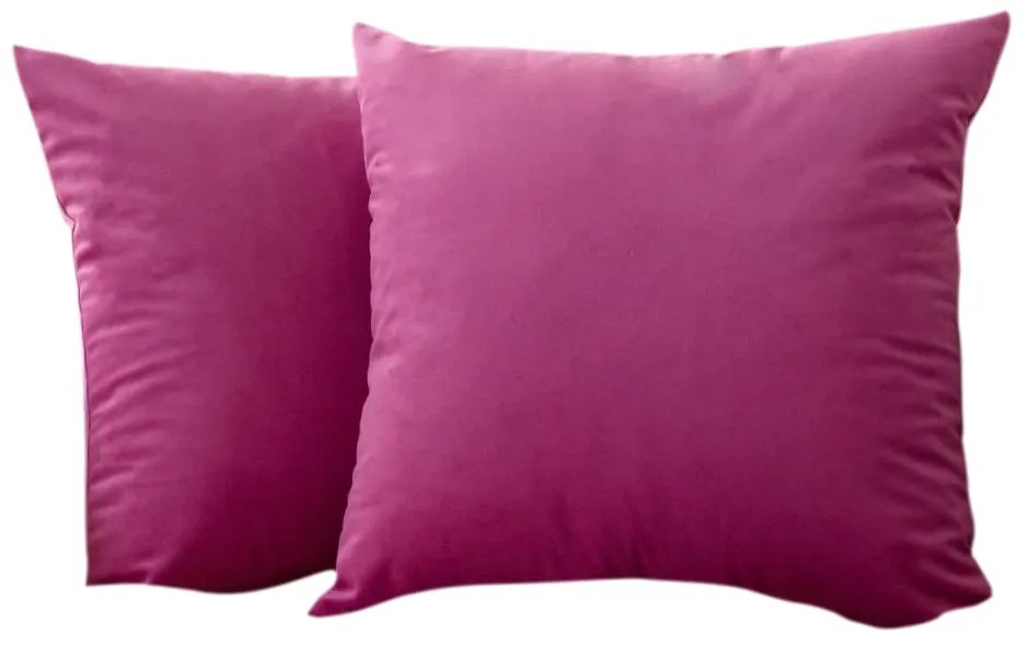 Set 2 huse pernute decorative din catifea cu fermoar, Madison, densitate 700 g/ml, Magenta