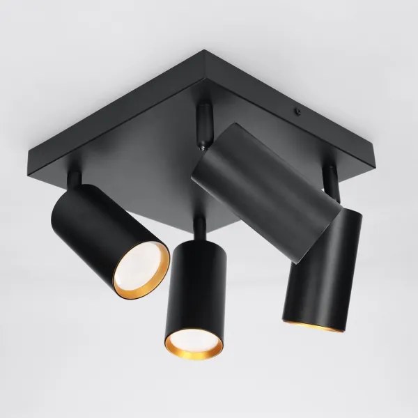 Brilagi - Spot LED RGBW dimerizabil SELE SQUARE 4xGU10/6,5W/230V negru/auriu