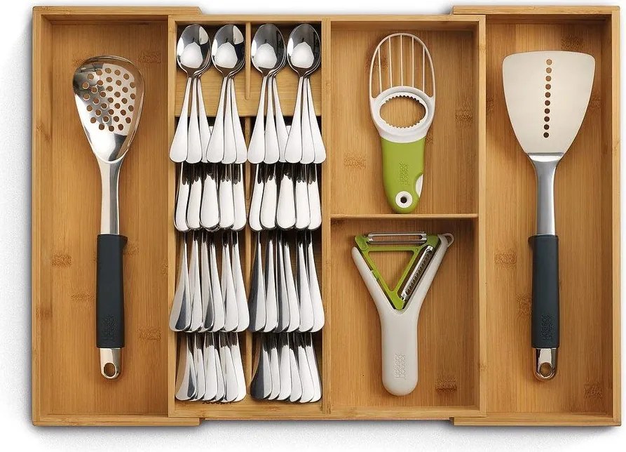 Organizator de tacâmuri în culoare naturală ajustabil din bambus 32 x 40 cm DrawerStore Bamboo – Joseph Joseph
