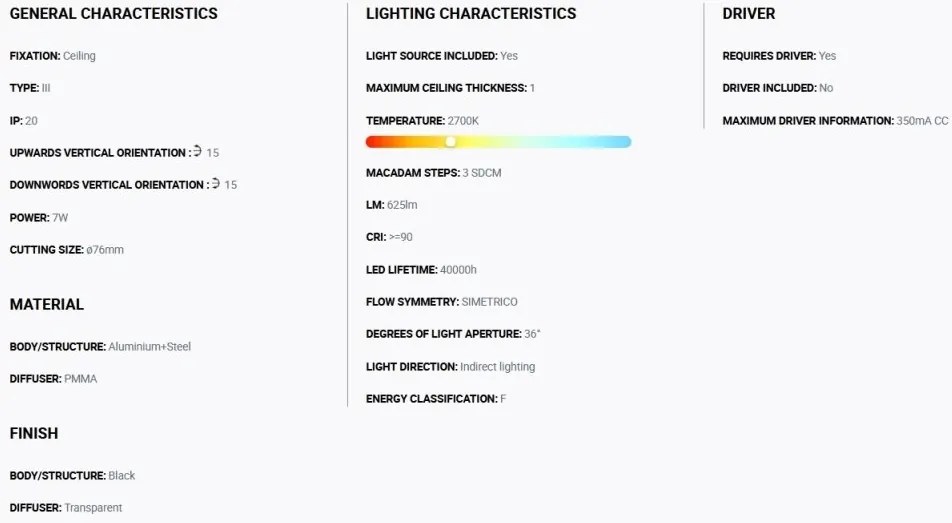 Spot LED incastrabil pentru tavan / plafon orientabil NAIS negru