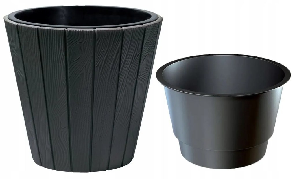 Ghiveci decorativ de flori, rotund, antracit, 40 54 L, 48.8x45.7 cm, Woode