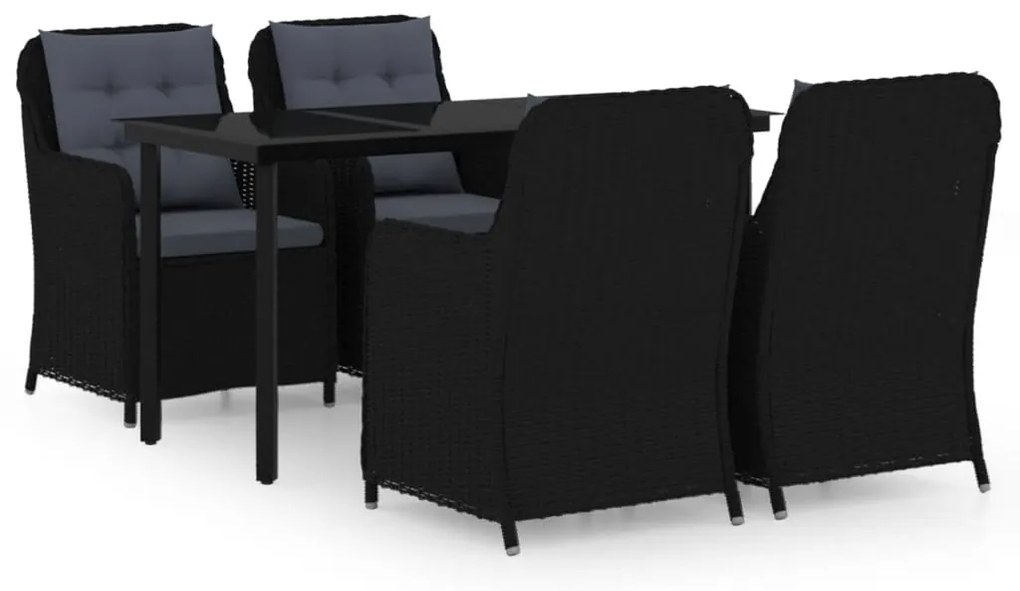 Set mobilier pentru grădină, 5 piese, negru