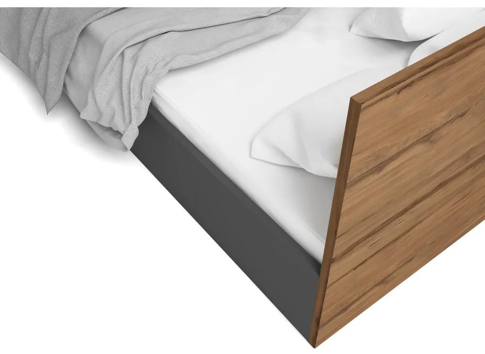 Pat dublu negru cu spațiu de depozitare și somieră 160x200 cm Malta - Marckeric