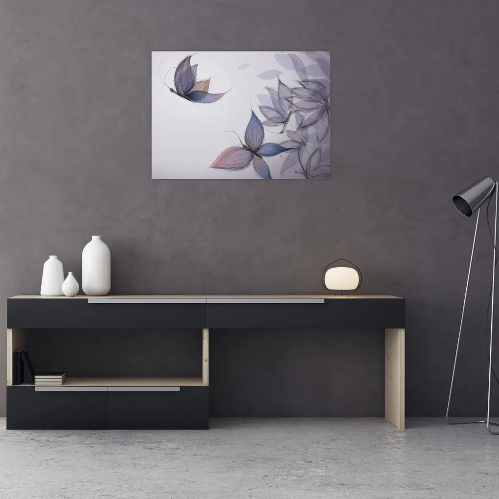 Tablou - Fluturi desenați (70x50 cm)