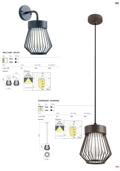 Lampă de perete de exterior TITTI 1xE27/42W/230V IP44 antracit Redo 9843