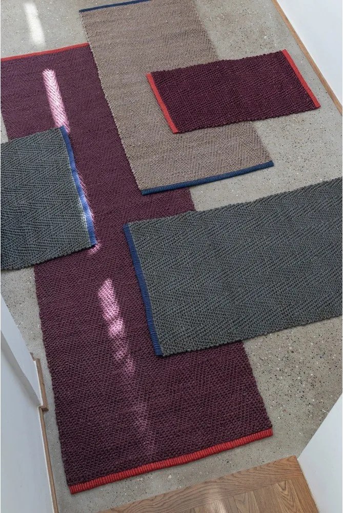 Covor tip traversă burgundy din iută 80x245 cm Notes – Mette Ditmer Denmark