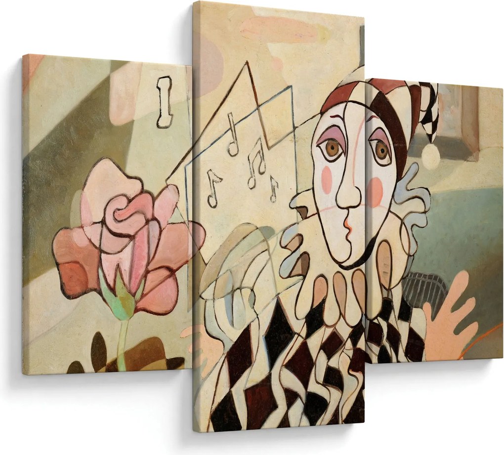 Tablou - Cubismul - arlechin și trandafir (90x60 cm)