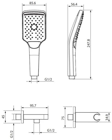 Set de duș Cersanit S951-512 LARGA crom lucios