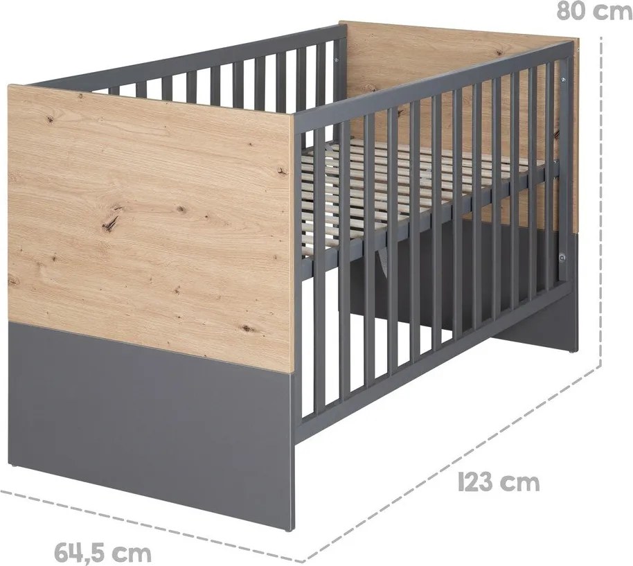 Pătuț gri-în culoare naturală 60x120 cm Anna – Roba