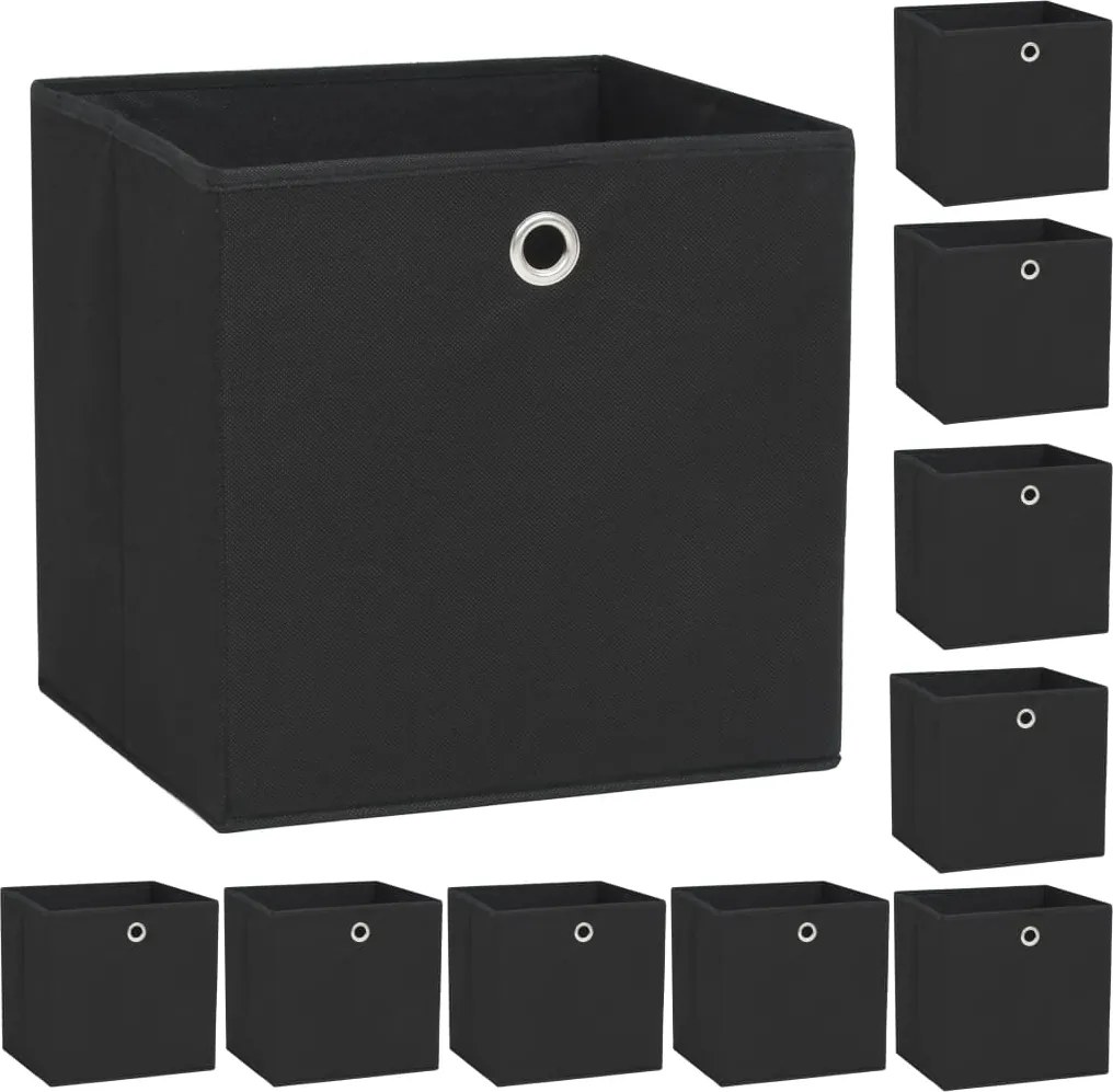 vidaXL Cutii de depozitare, 10 buc. negru 32x32x32 cm material nețesut