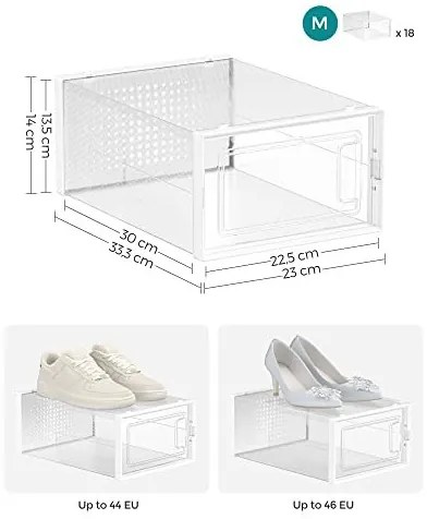 Pantofar din plastic, Songmics, Alb, 33.5 x 23.2 x 14.3 cm