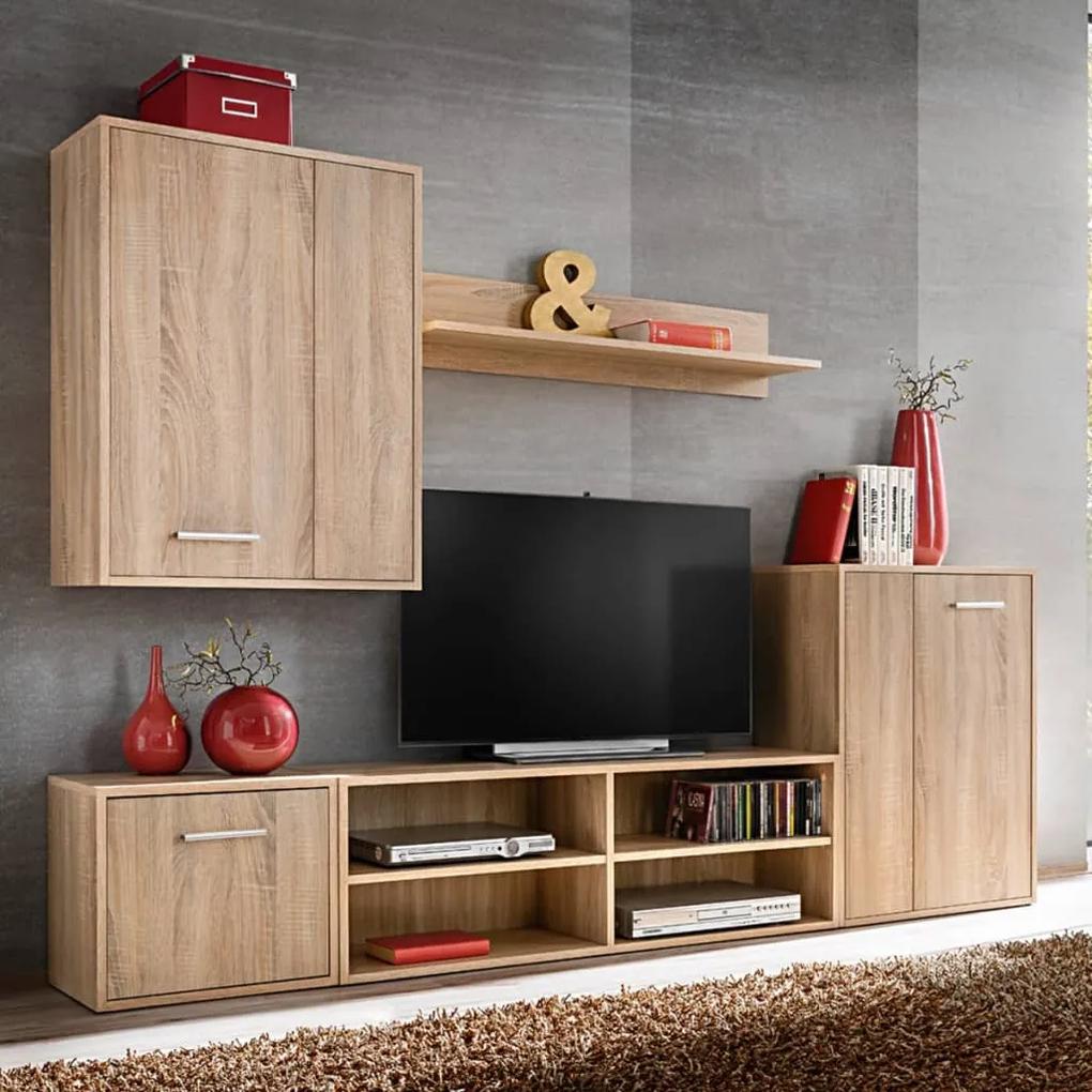 246031 vidaXL Set mobilier sufragerie cu spațiu TV, 5 piese, stejar Sonoma