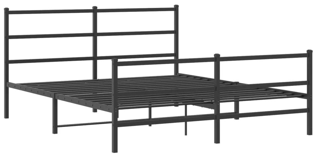 355386 vidaXL Cadru pat metalic cu tăblie de cap/picioare , negru, 160x200 cm