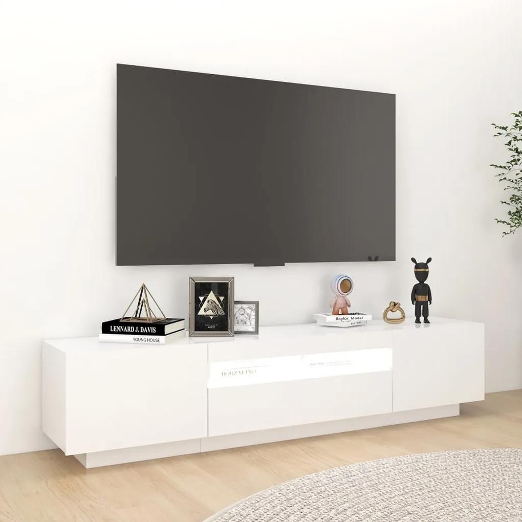 Comodă tv cu lumini led, alb, 180x35x40 cm