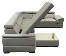 Colțar extensibil în U GRANADA, colț reversibil, cu spațiu de depozitare, gri deschis