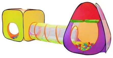 Cort de joaca pentru copii, 3 in 1, igloo si cub, cu tunel, 200 bile, husa, 280x83x100 cm