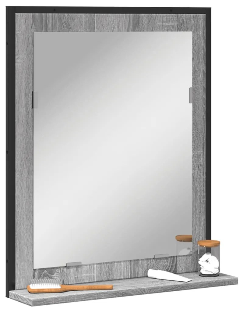 vidaXL Oglindă baie cu raft gri sonoma 50x12x60 cm lemn prelucrat