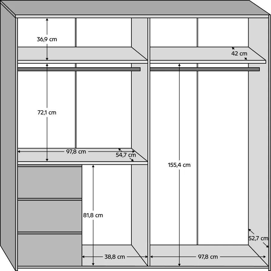 Dulap, stejar artisan/gri închis beton, VIOLO