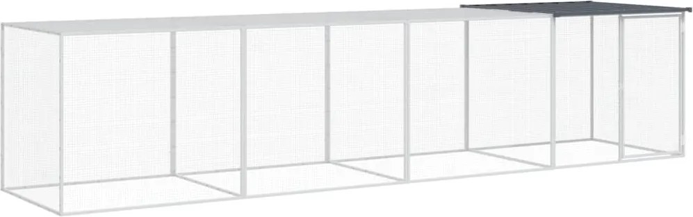vidaXL Coteț pui cu acoperiș, antracit, 403x98x90 cm, oțel galvanizat