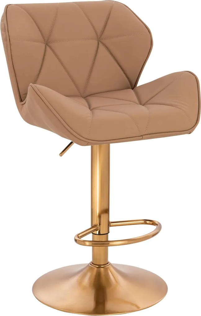 HR111W Scaun Caramel Piele Ecologica Premium Soft cu Bază Aurie