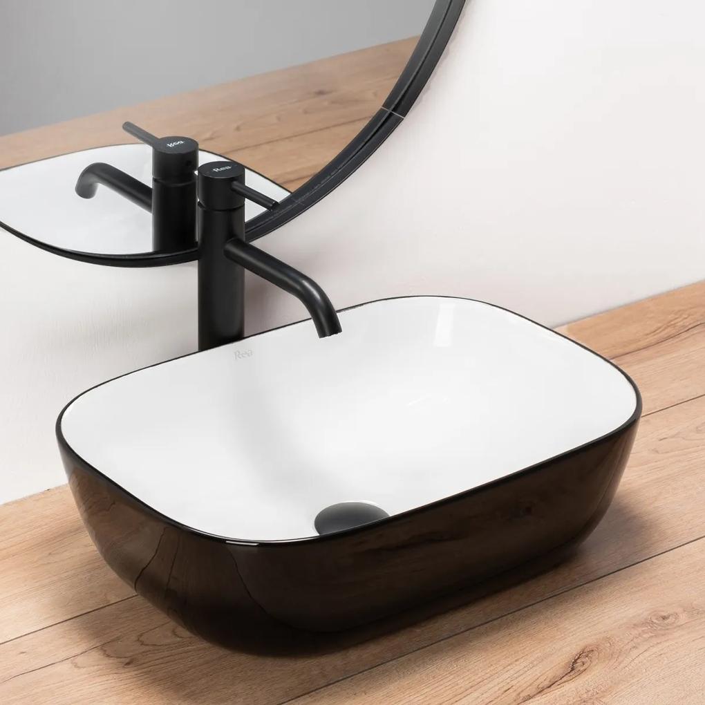 Lavoar Belinda ceramica sanitara negru/alb - 46,5 cm