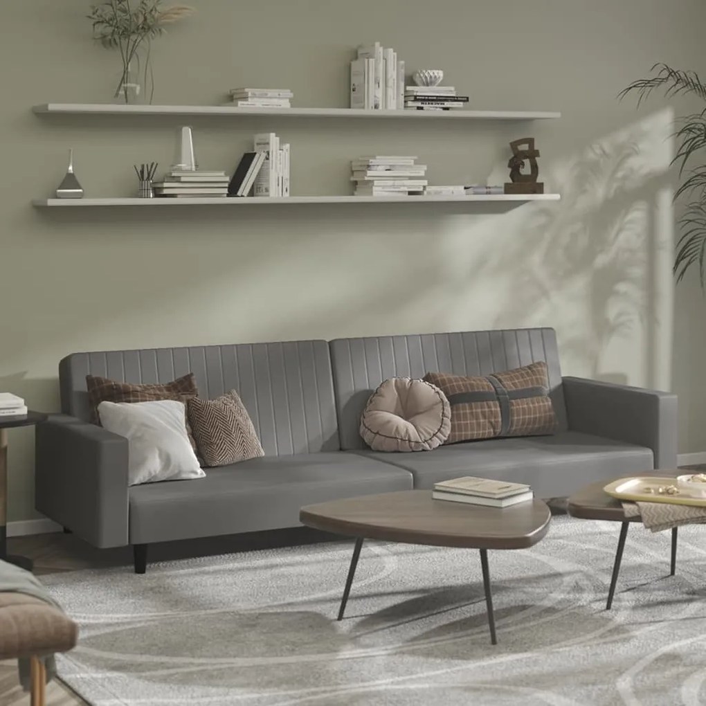 337670 vidaXL Canapea cu 2 locuri, gri, piele ecologică