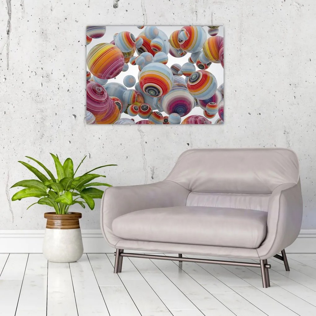 Tablou pe sticlă cu bile pictate (70x50 cm)