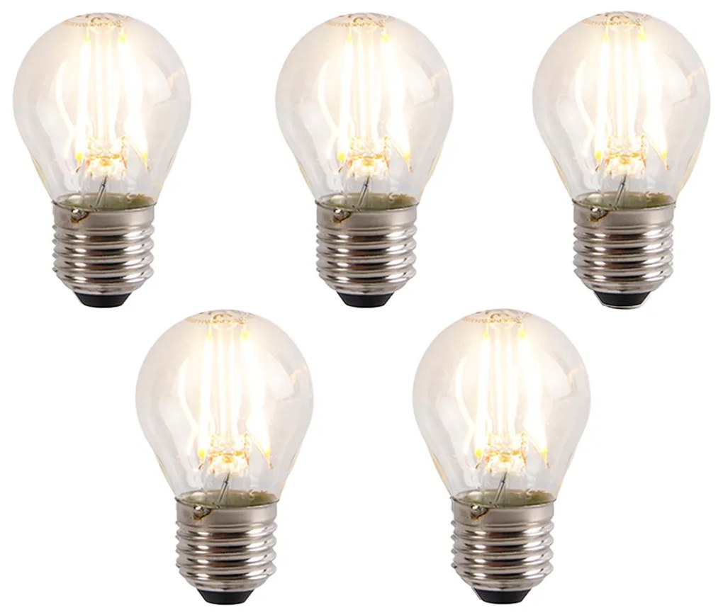 Set de 5 becuri LED E27 reglabile P45 4W 330lm 2100K
