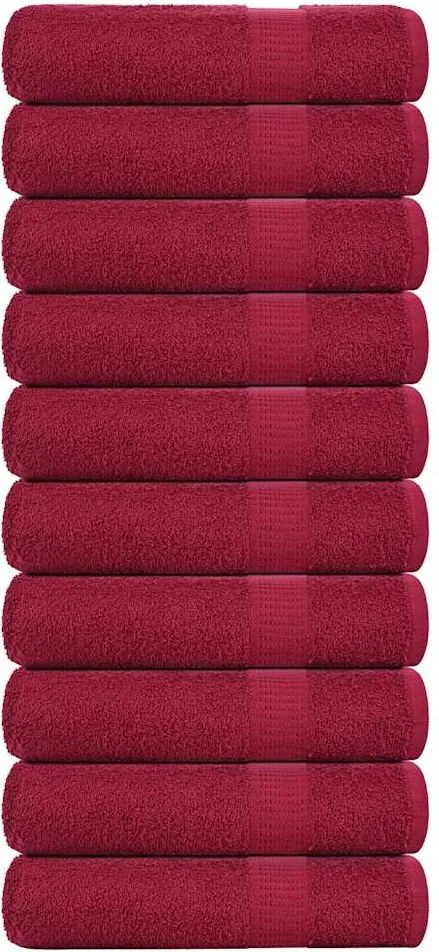 vidaXL Prosoape de mâini, FROGN, 10 buc., Bordeaux, 50x100 cm, 360 g/m²