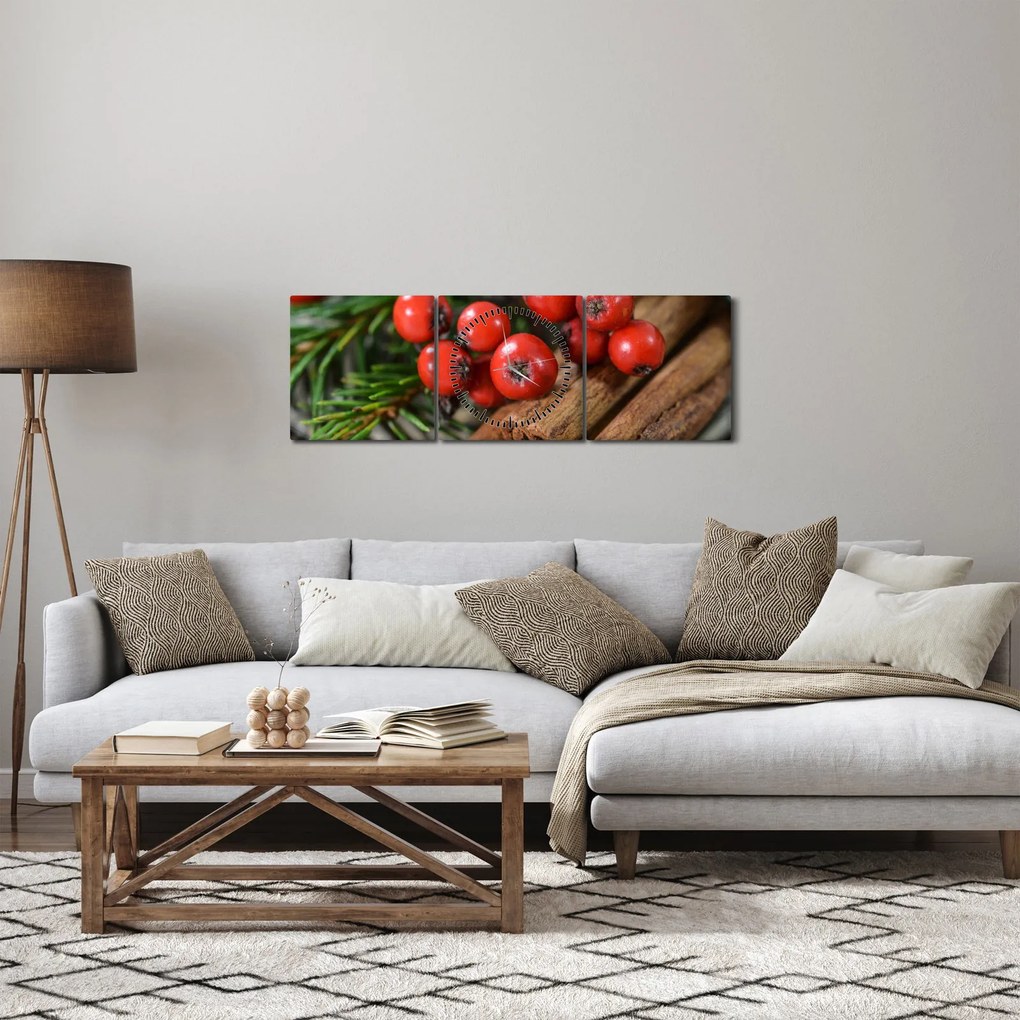 Tablou cu rowan și scorțișoară (cu ceas) (90x30 cm)