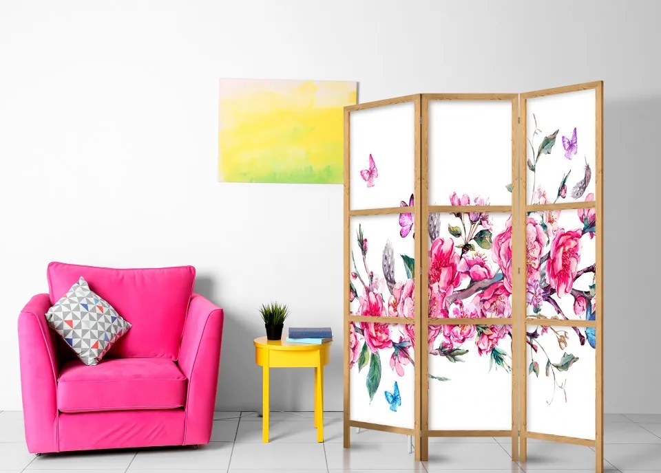 Paravan japonez - Japanese Style: Flowers and Butterflies [Room Dividers]