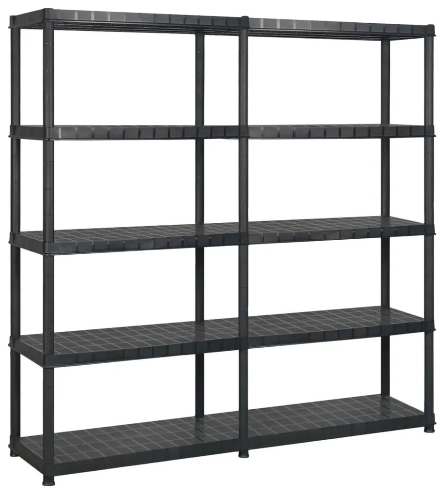 vidaXL Raft de depozitare cu 5 polițe, negru, 170x40x185 cm, plastic