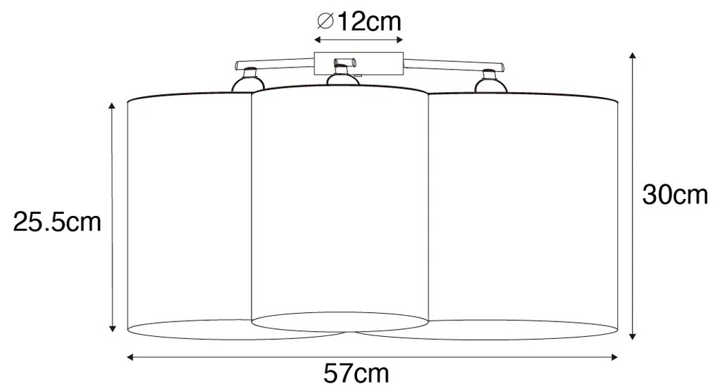 Plafoniera neagră cu interior auriu 3 lumini - Multidrum