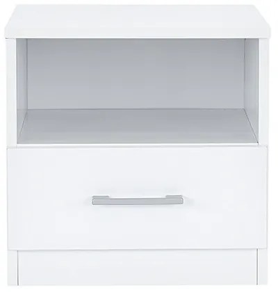 Noptieră Miami 1 sertar 40x40 cm alb-alb