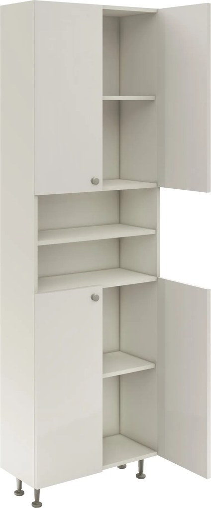 Soldat Baie Zaria, 4 Usi, Alb lucios/Alb, MDF, L 60 x l 27 x H 190 cm