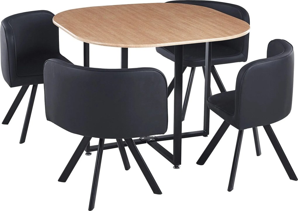Set masa cu 4 scaune BEVIS NEW, stejar/negru