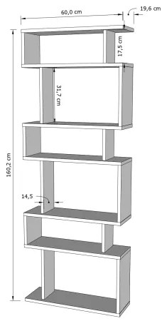 Bibliotecă BATES 160x60 cm alb/stejar