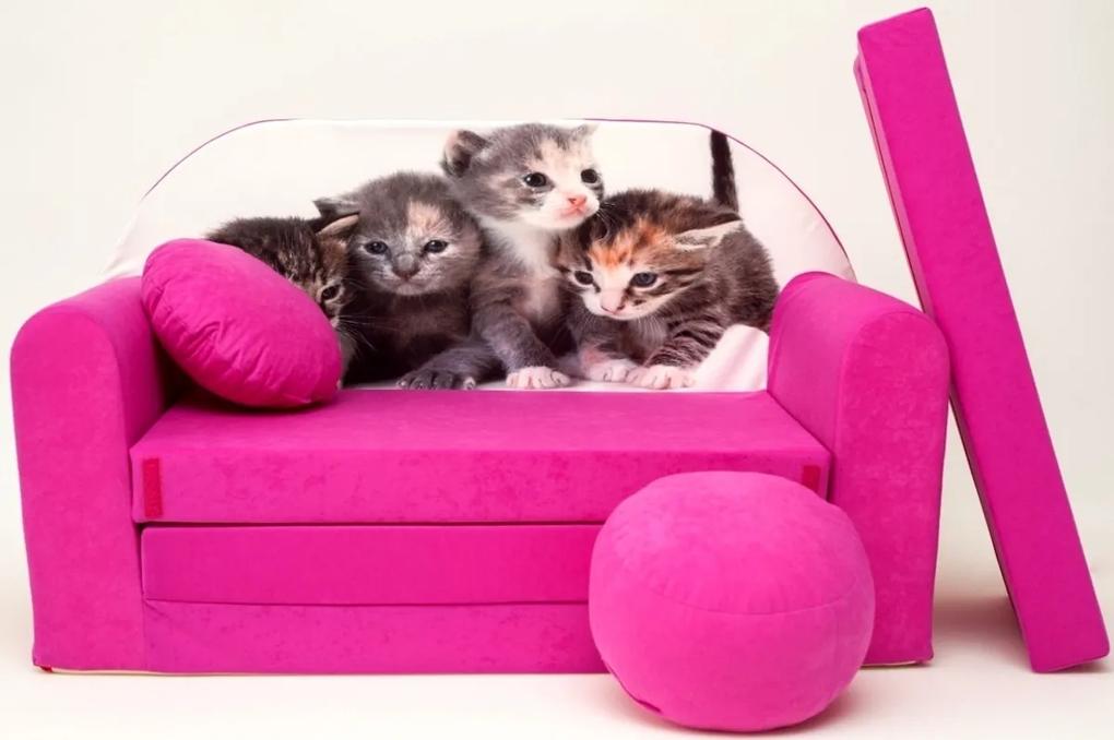 Canapea pentru copii Pisicuţe - roz H6 +