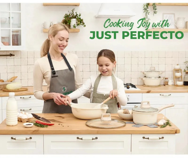 Set oale si tigai Just Perfecto JL-788, 15 piese, Finisaj marmura, Inductie, Accesorii, Bej