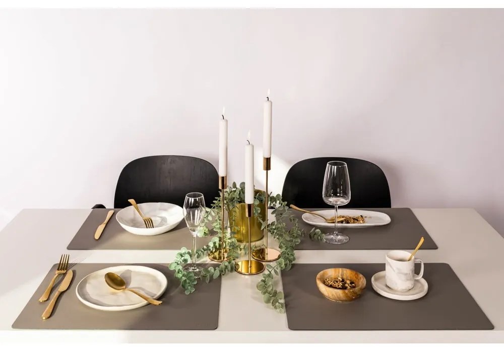 Suport farfurie din piele reciclată ZicZac Titane, 33 x 45 cm, gri - bej